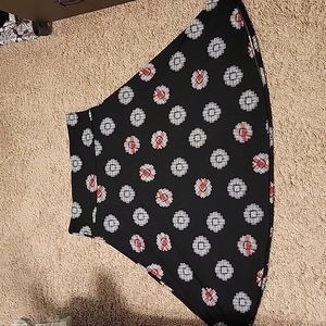 LuLaRoe Azure skirt black with white and red print